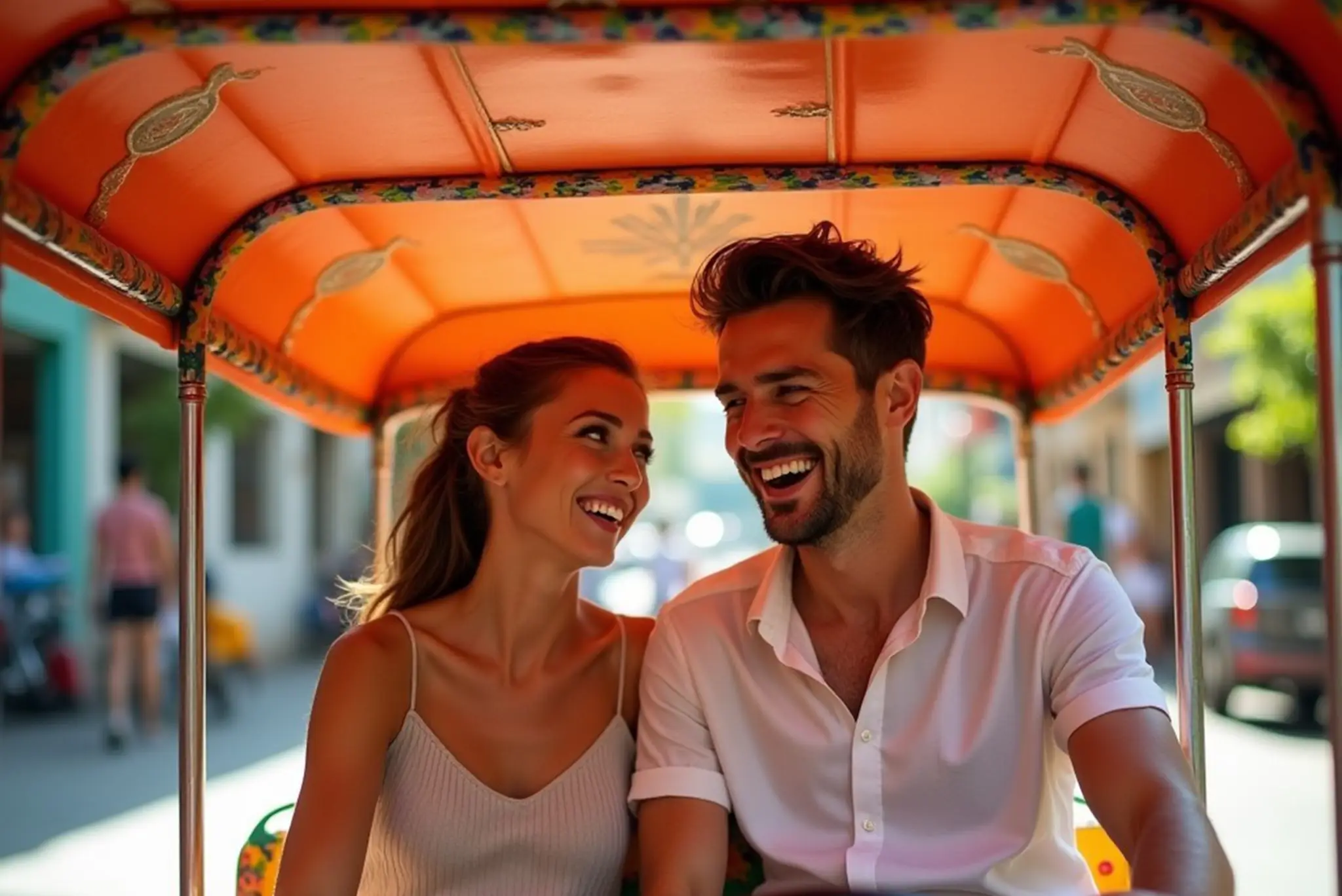 enjoying tuktuk while doing affordable honeymoon in thailand