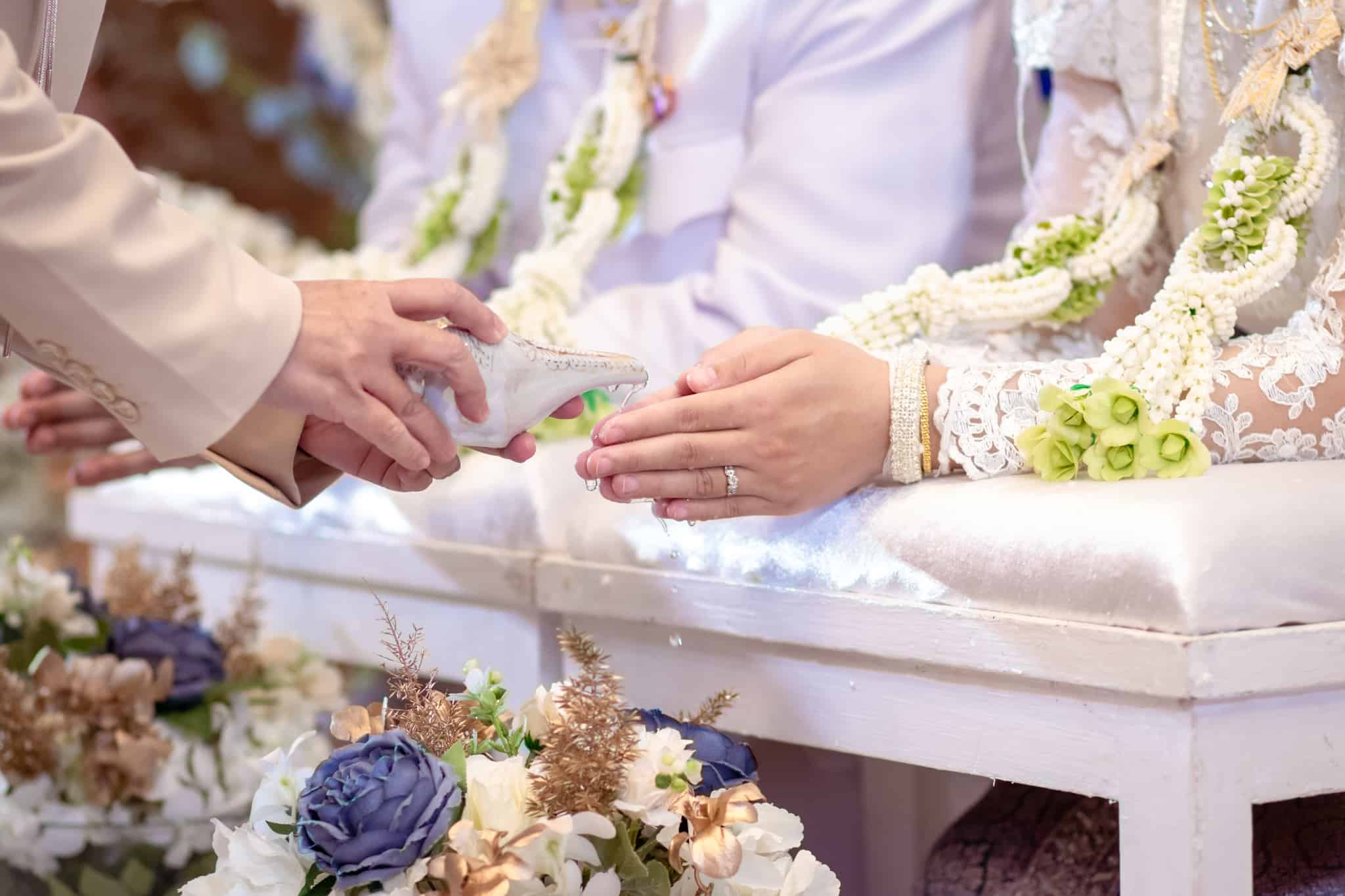 • พิธีหลั่งน้ำพระพุทธมนต์และประสาทพร เพื่อรับคำอวยพรจากผู้ร่วมงาน​